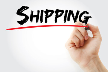 Hand writing Shipping with marker, concept background