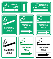 Smoking area label isolated on white background. Smoking sign. Health care. Vector icon illustration.  Flat style.