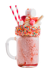 Pink strawberry freakshake