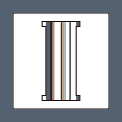 Striped letter I isolated on white background. Vector illustration. 