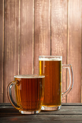 beer glass on a wooden background