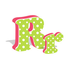 Capital and numeric cute dotted 3d letter F isolated on white background. Vector illustration. 