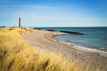 Lighthouse in Skagen, Denmark, on a sunny day