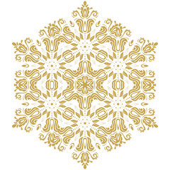 Oriental golden hexagonal pattern with arabesques and floral elements. Traditional classic ornament