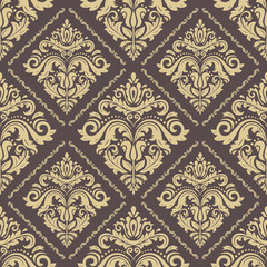 Damask classic golden pattern. Seamless abstract background with repeating elements