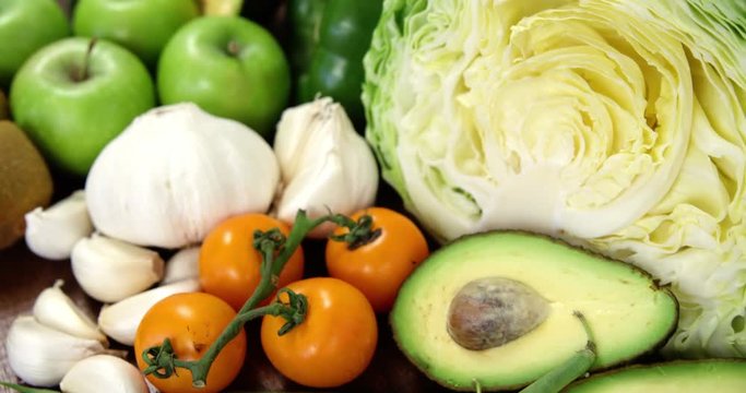 Variety of fresh vegetables and fruits