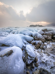 Frozen Lake Baikal near Olkhon Island, Russia