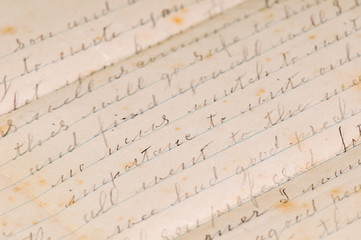 Fototapeta premium Vintage old aged letter in formal handwriting background