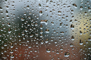 Rain drops on window , rainy day 