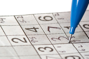 Macro Sudoku puzzle with a very shallow depth of field