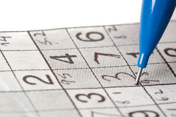 Macro Sudoku puzzle with a very shallow depth of field