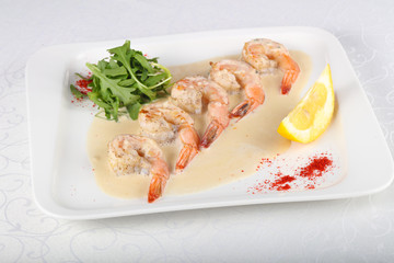Prawn in cream sauce
