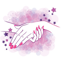 Vector illustration of hands with nailpolish