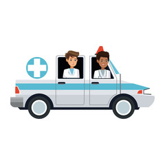 ambulance vehicle icon over white background. colorful design. vector illustration