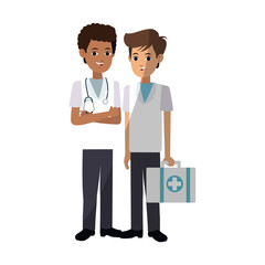 Obraz premium group of medical doctors over white background. colorful design. vector illustration