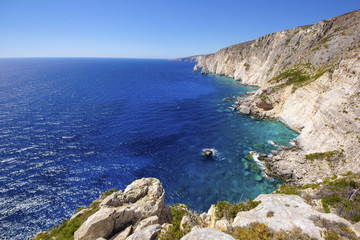 Fototapeta na wymiar Top view of Zakynthos cliffs and Mediterranean sea, Greece