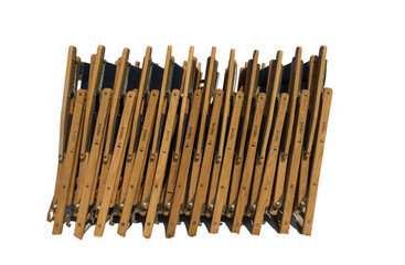 Folded wooden beach chairs isolated on white