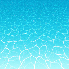 Blue ocean background with ripples, bubbles and waves