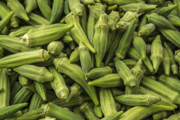 Organic fresh okra market background