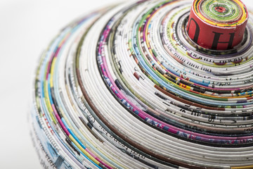 Recycled paper coil bowl isolated on white