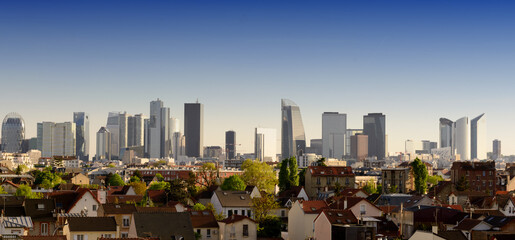 View of business district La Defense in Paris, France