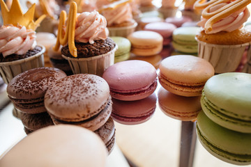 French pastry makaron. Selective focus.