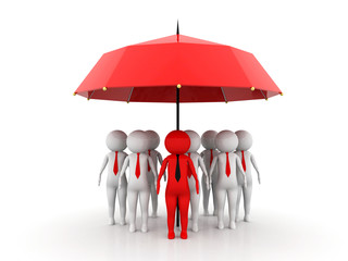 3d illustration of business people under an umbrella
