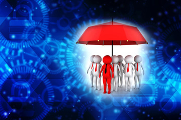 3d illustration of business people under an umbrella