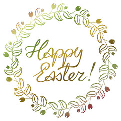 Gradient filled holiday label with decorative flowers and artistic written greeting text 