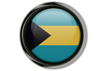 Bahamas flag in the button pin Isolated on White Background