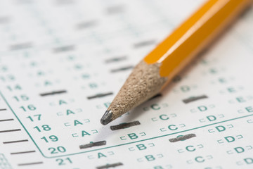 Standardized test form with pencil