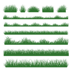 Grass silhouette borders set on background