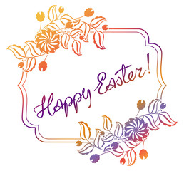 Gradient filled holiday label with decorative flowers and artistic written greeting text 