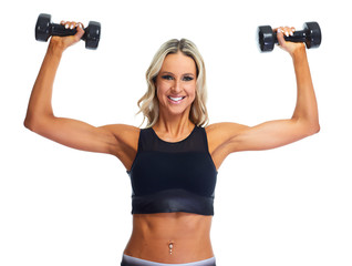 Fitness woman with dumbbells
