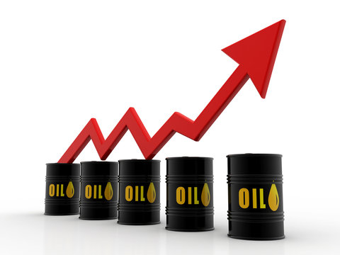 Increasing oil price , high price of oil, growing arrow graph. 3d render
