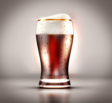 A glass of beer. 3d image, 3d rendering.