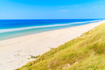 View of white sand beach and sea on southern coast of Sylt island near Rantum village, Germany