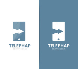 Vector of phone and arrow up logo combination. Mobile and growth symbol or icon. Unique social and device logotype design template.