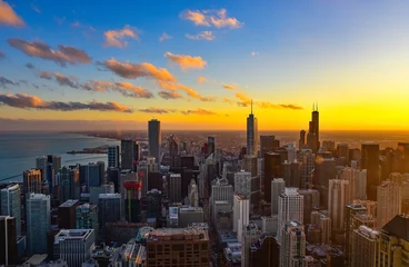 Foto auf Glas Chicago Sonnenuntergang © Arturo