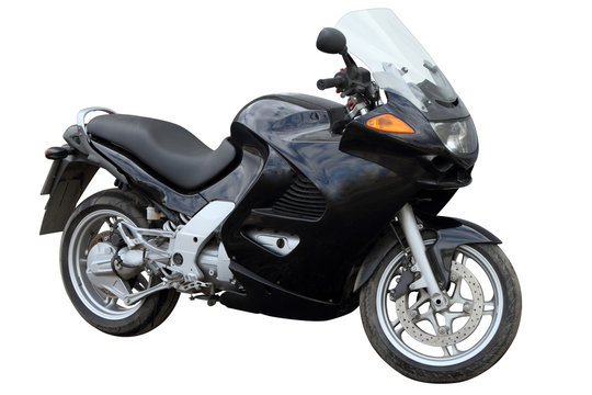 Black modern motorcycle.