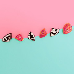 Creative bright fast food. donut pieces Minimal art idea
