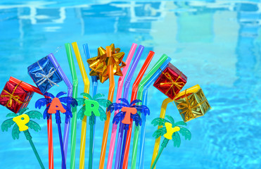 Party decorations and colored tubuleson.