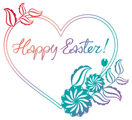 Gradient filled holiday label with decorative flowers and artistic written greeting text 