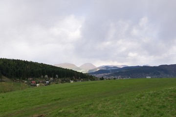 Fototapeta premium Dramatic clouds, rain in distance. Slovakia