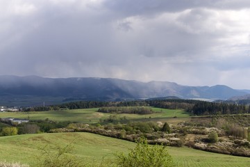 Obraz premium Dramatic clouds, rain in distance. Slovakia