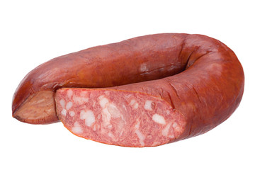 Smoked sausage on white