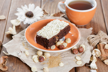 cake on old wooden background