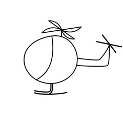 helicopter stroke cartoon symbol on white background