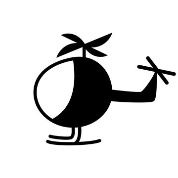 helicopter black cartoon symbol on white background