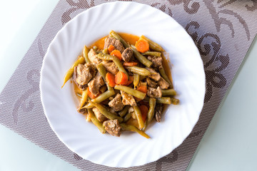 Beef stew with with beans and carrot